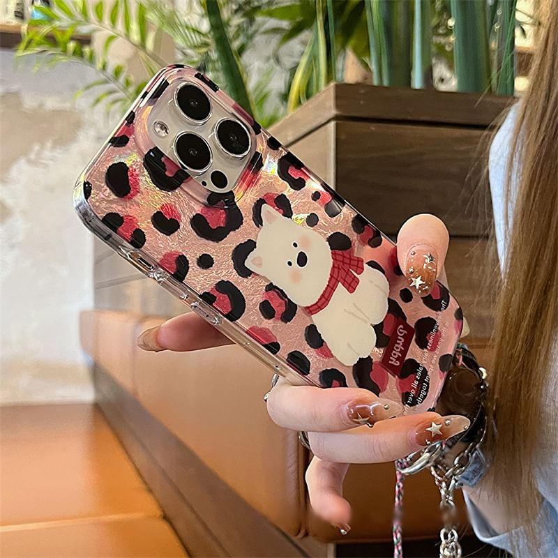 Leopard Case Dog Strap Set Phone Print /