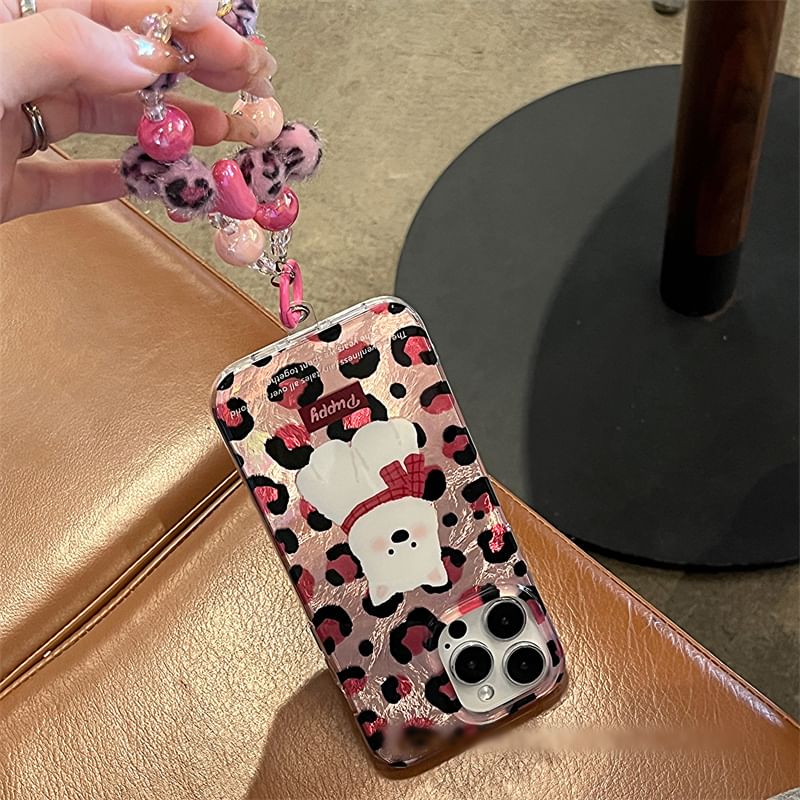 Leopard Case Dog Strap Set Phone Print /