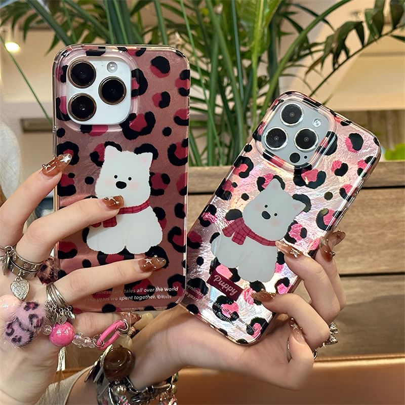 Leopard Case Dog Strap Set Phone Print /