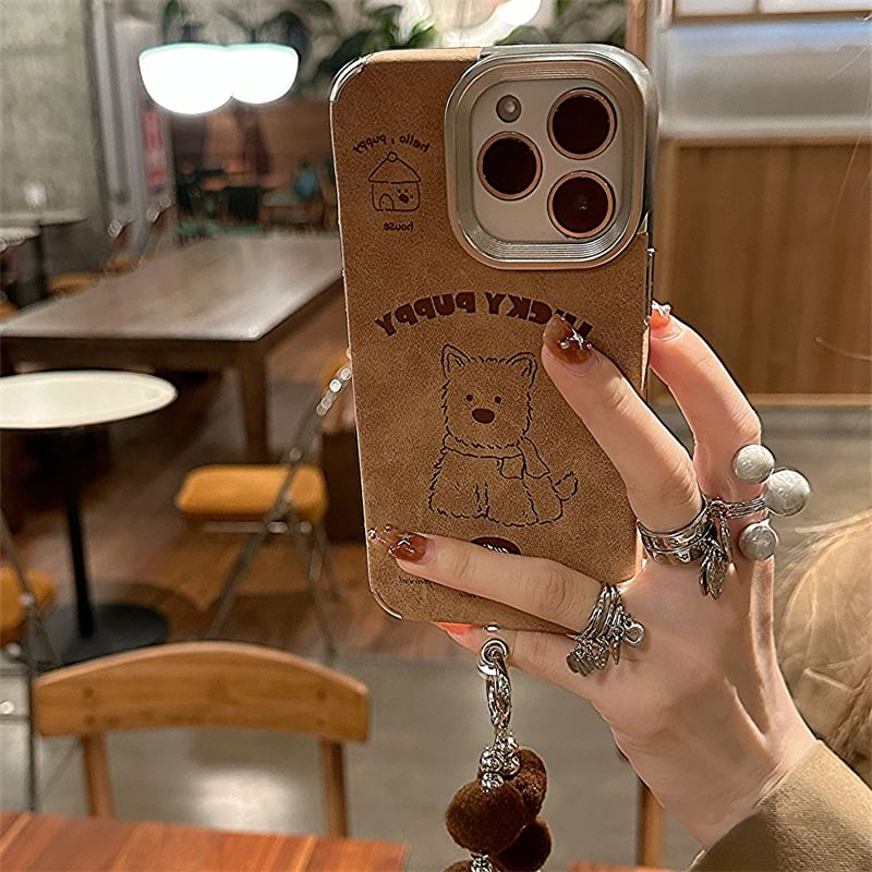 Phone / Dog Set Case Pom Strap