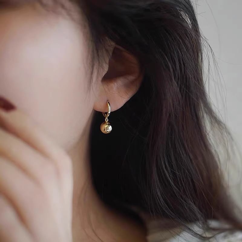 Sterling Drop Ball Earring 925 Silver Huggie