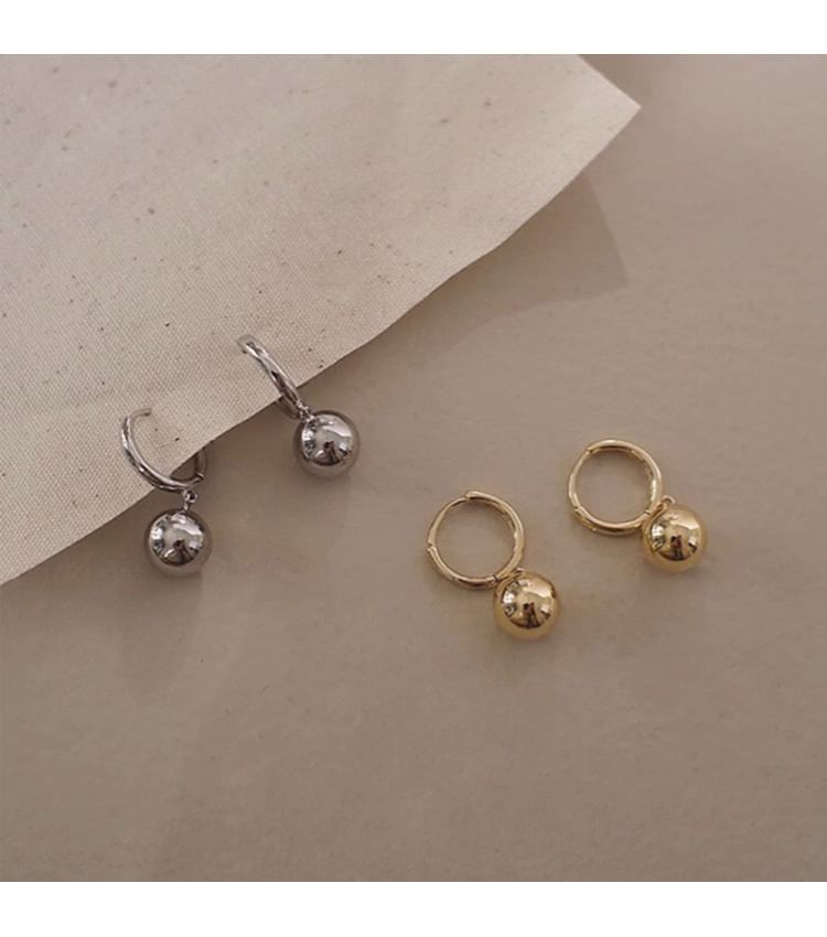 Sterling Drop Ball Earring 925 Silver Huggie