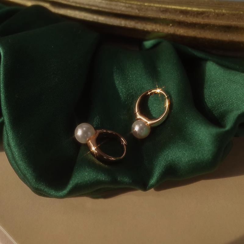 Sterling Silver Faux Earring Pearl Hoop 925