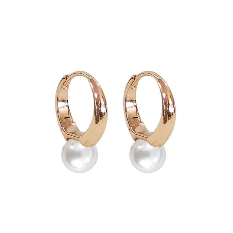 Sterling Silver Faux Earring Pearl Hoop 925