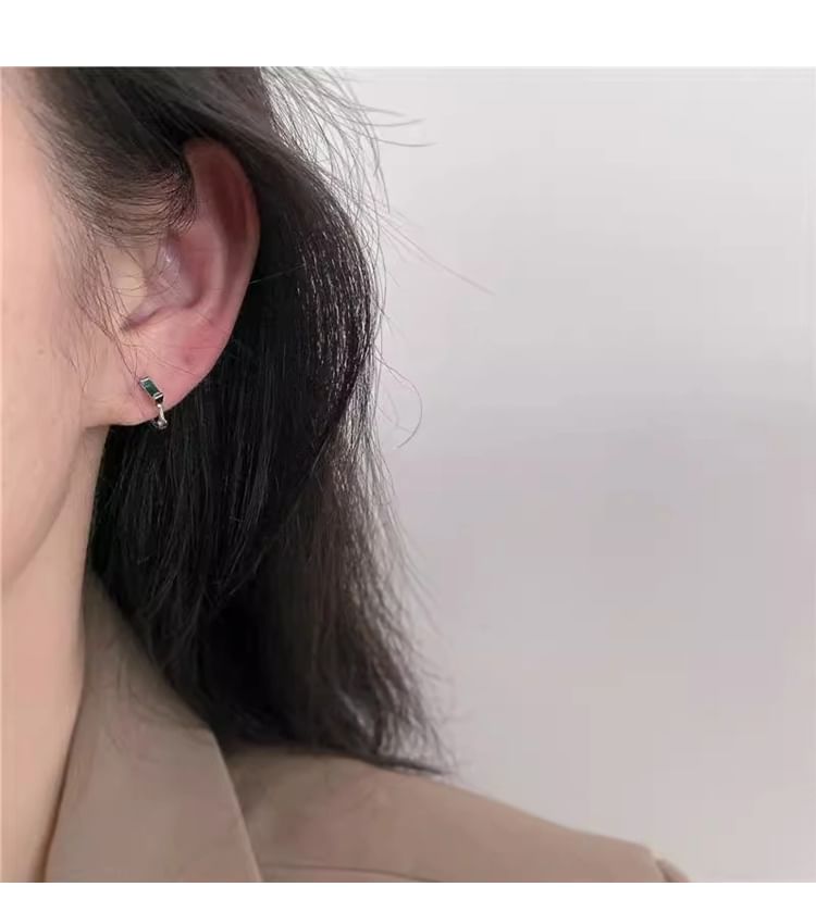 925 Silver Rhinestone Earring Sterling Huggie