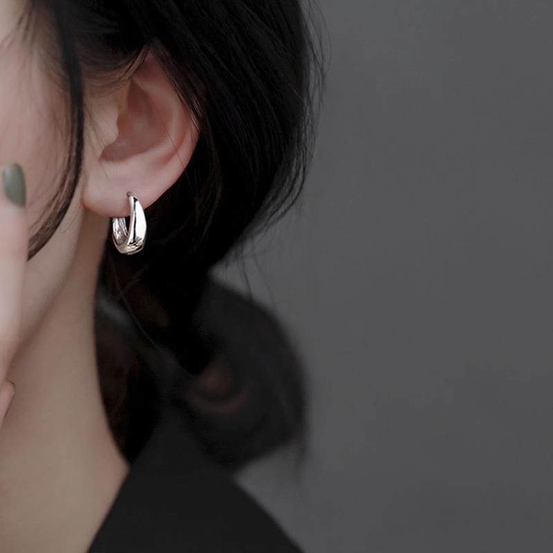 Earring Sterling Hoop 925 Glossy Silver