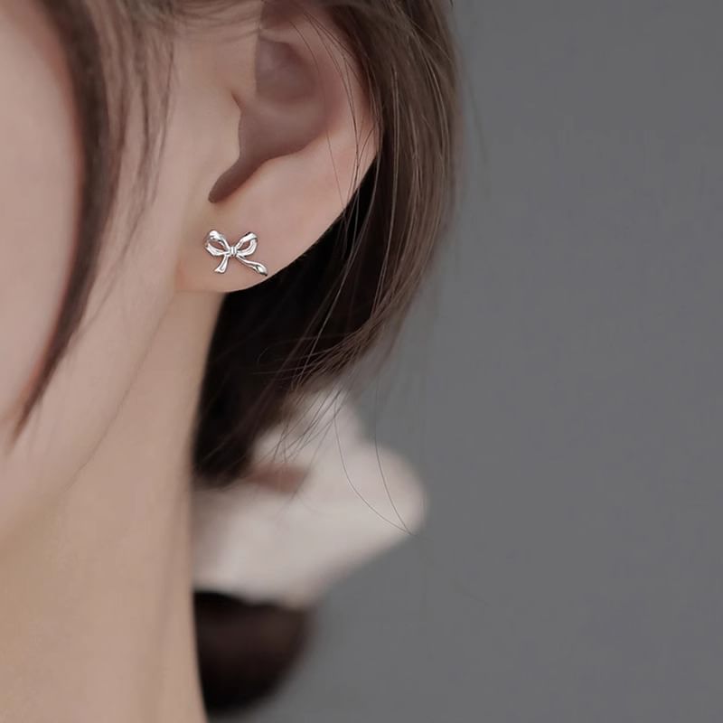 Earring Silver Bow 925 Stud Sterling