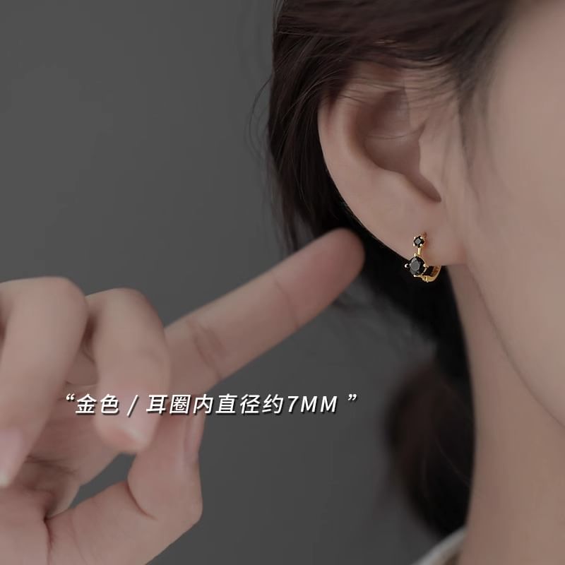 Silver 925 Earring Sterling Rhinestone Huggie