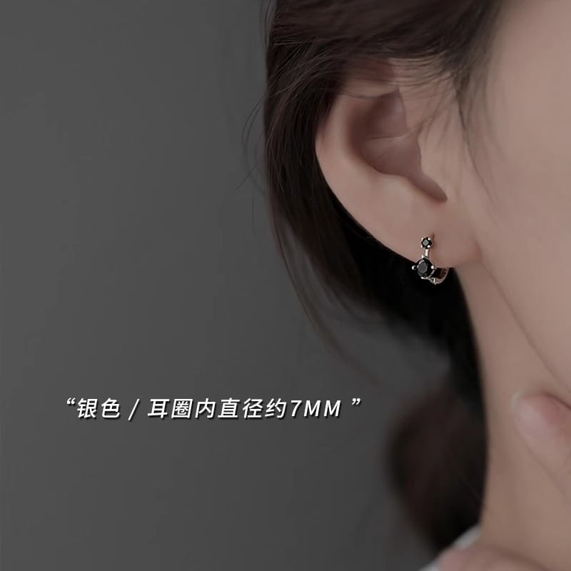 Silver 925 Earring Sterling Rhinestone Huggie