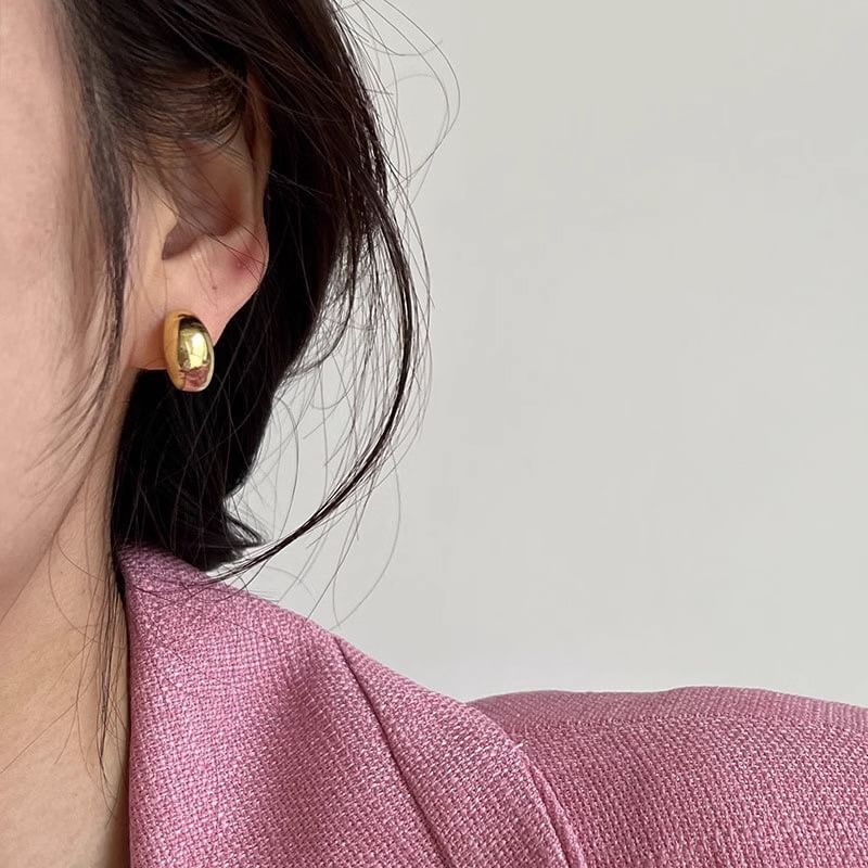 Silver Glossy Hoop Earring 925 Sterling