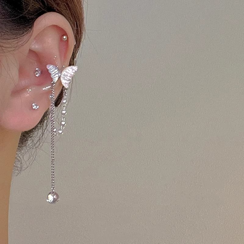 Butterfly Pearl Ear Faux Cuff