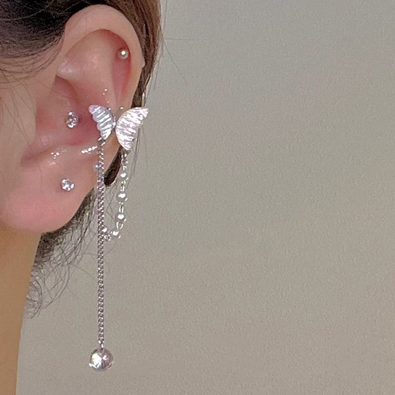 Butterfly Pearl Ear Faux Cuff