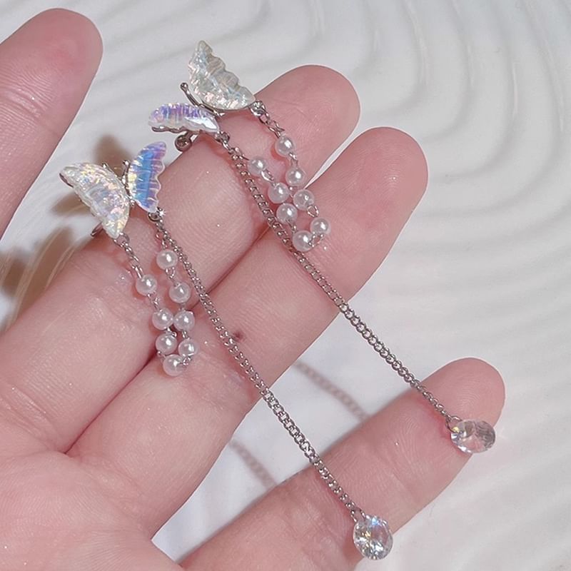 Butterfly Pearl Ear Faux Cuff