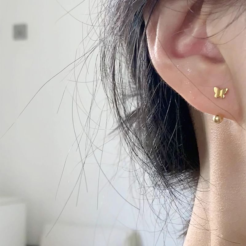 Sterling Earring Butterfly Barbell 925 Silver