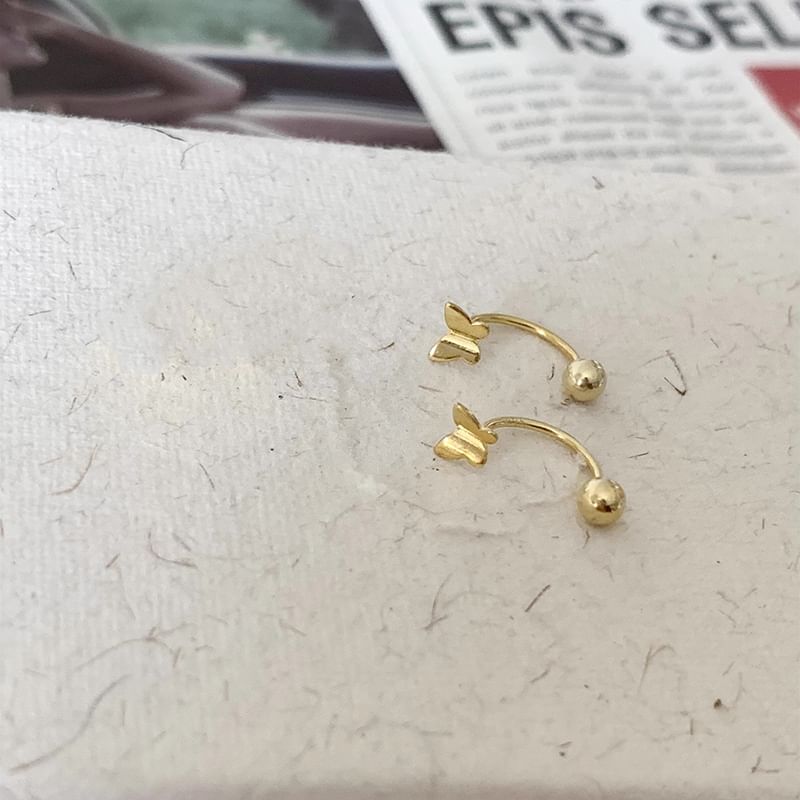 Sterling Earring Butterfly Barbell 925 Silver