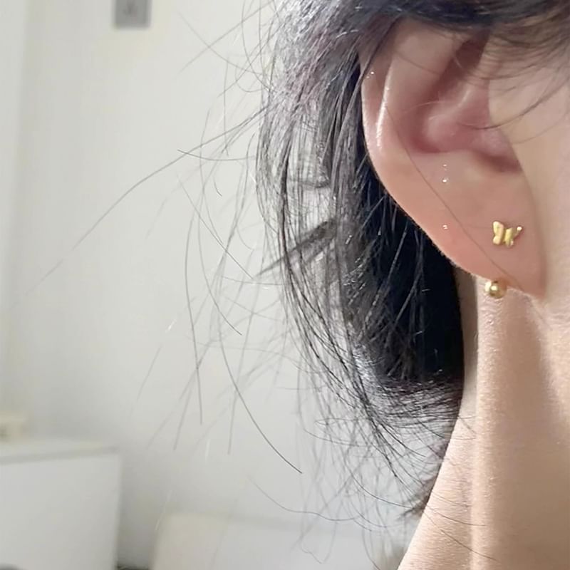 Sterling Earring Butterfly Barbell 925 Silver