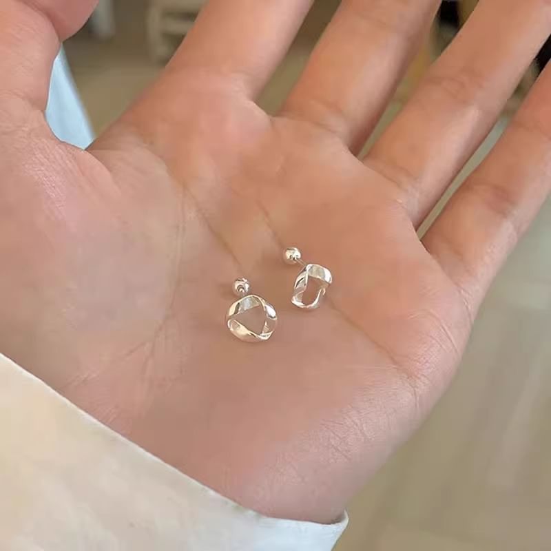 Silver Sterling Twisted Earring Barbell 925