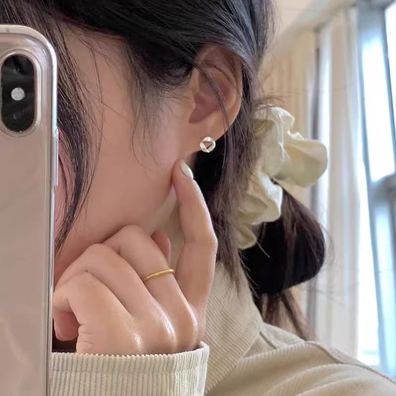 Silver Sterling Twisted Earring Barbell 925