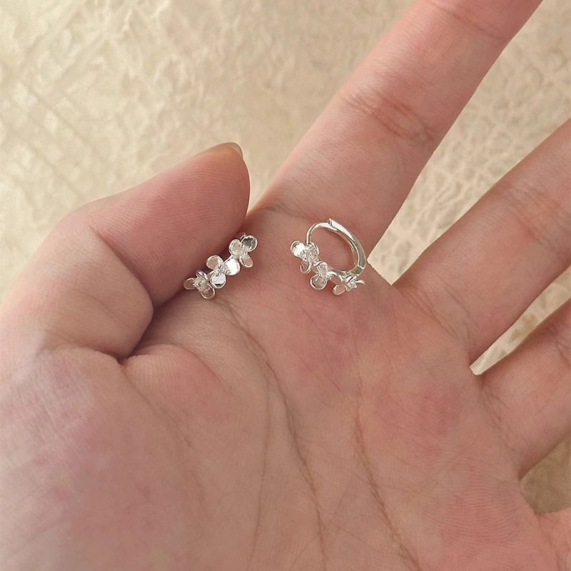 Earring Sterling Huggie Silver 925 Floral