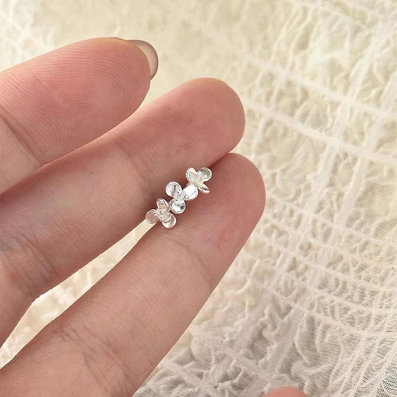 Earring Sterling Huggie Silver 925 Floral