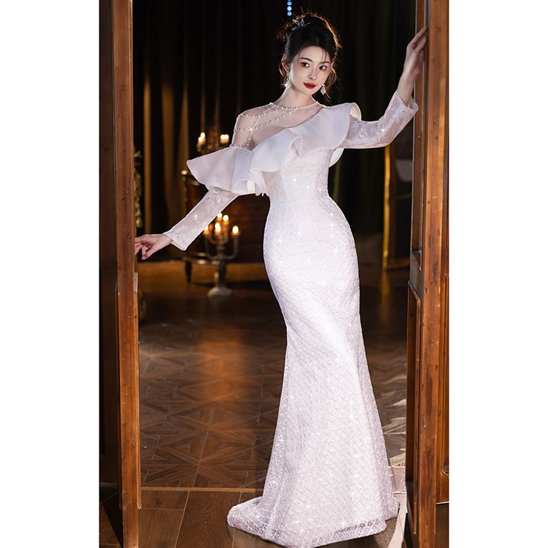 Ruffle Plain Mermaid Evening Gown (Various Designs)