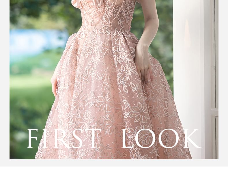Off Shoulder Ruffle A-Line Evening Ball Gown