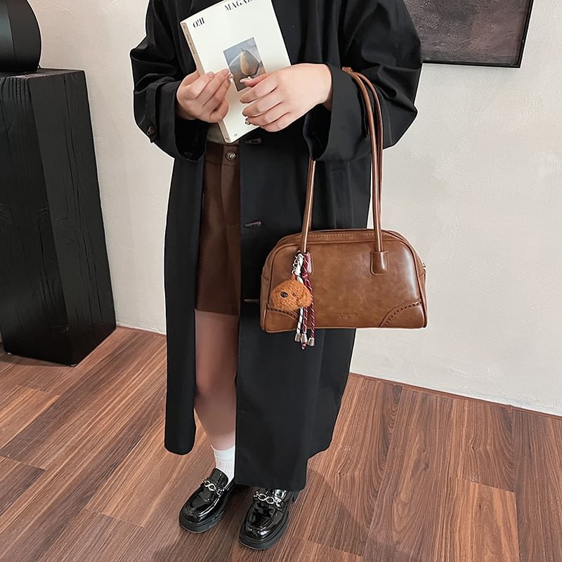 Bowler Leather Bag Faux Set Charm / Washed