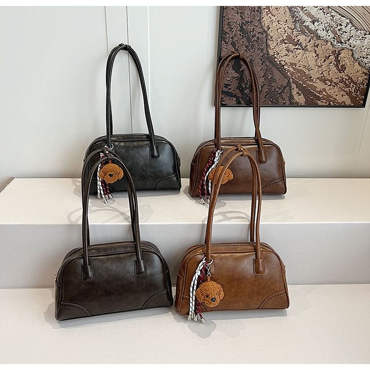 Bowler Leather Bag Faux Set Charm / Washed