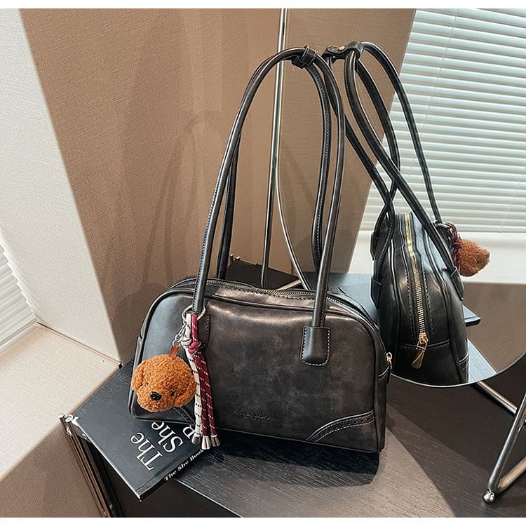 Bowler Leather Bag Faux Set Charm / Washed