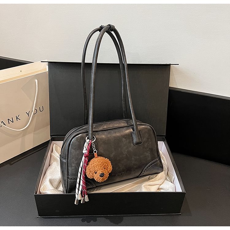 Bowler Leather Bag Faux Set Charm / Washed