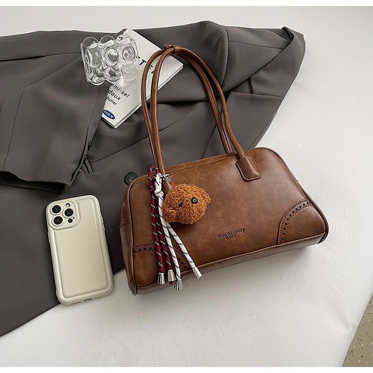 Bowler Leather Bag Faux Set Charm / Washed