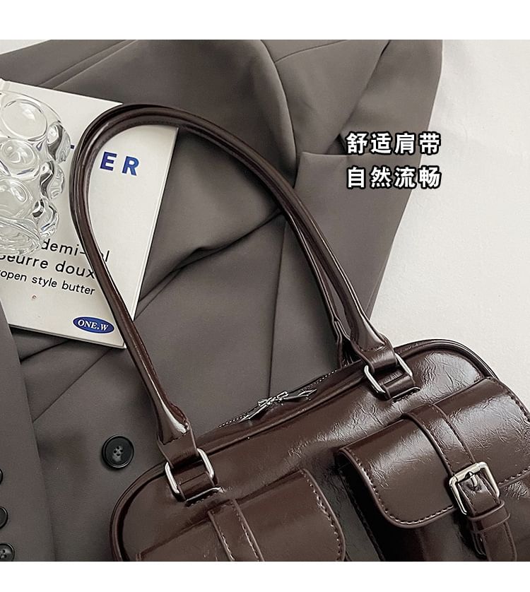 Faux Leather Tote Charm Set Multi-Pocket Bag /