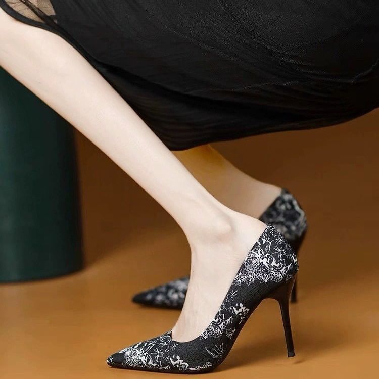 Toe Pumps Floral Stiletto Print Pointed