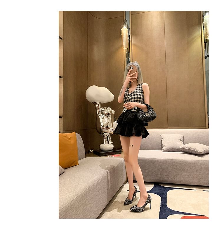 Toe Pumps Floral Stiletto Print Pointed