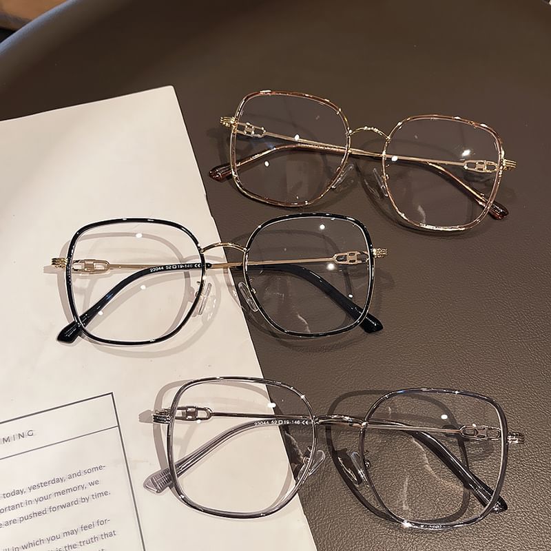 Glasses Metal Blue Square Blocking Light