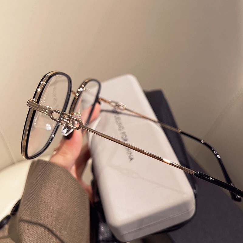 Glasses Metal Blue Square Blocking Light