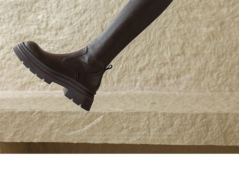 Boots Leather Platform Faux Over-The-Knee