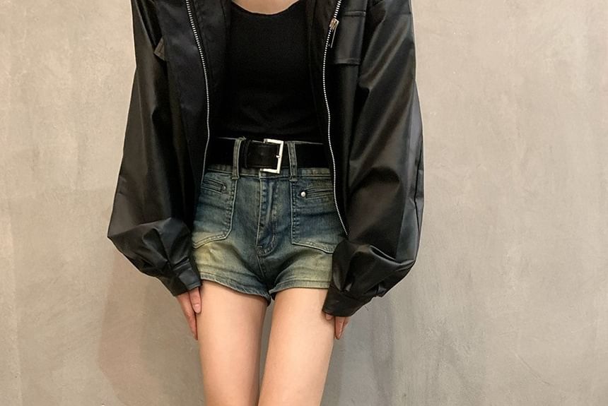 Heel Print Pointed High Boots Leopard Short