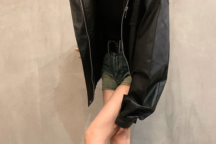 Heel Print Pointed High Boots Leopard Short