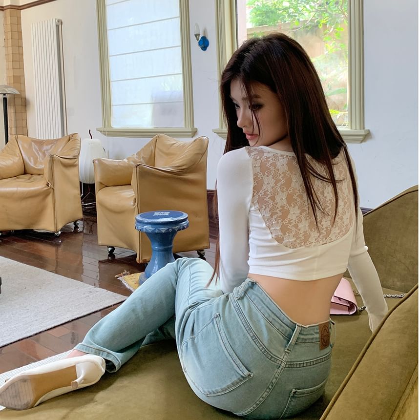 Jeans Rise High Flared Washed