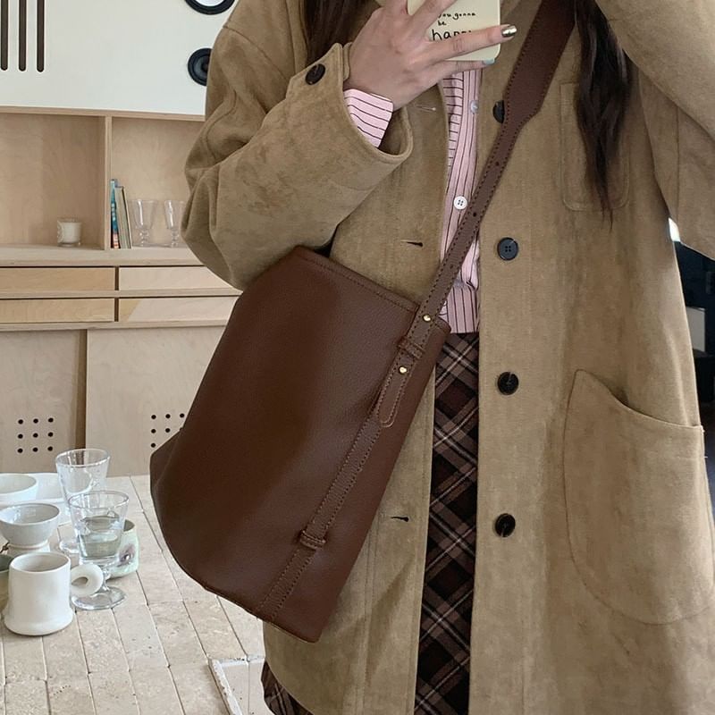 Faux Bag Crossbody Pouch With Leather