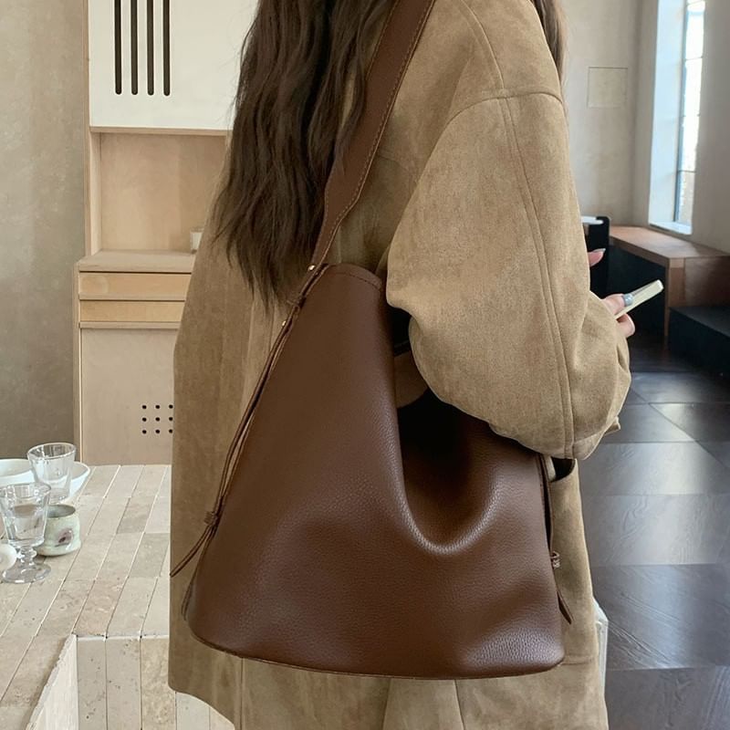 Faux Bag Crossbody Pouch With Leather