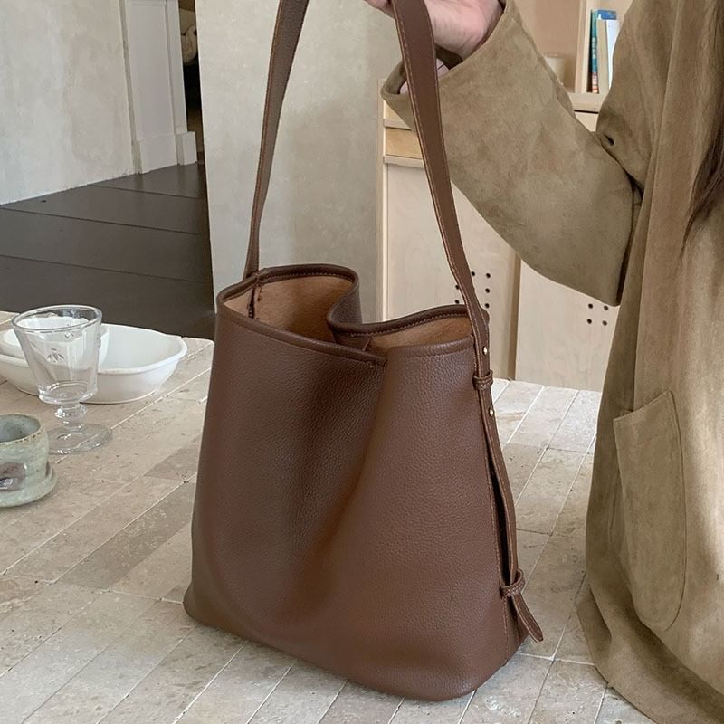 Faux Bag Crossbody Pouch With Leather