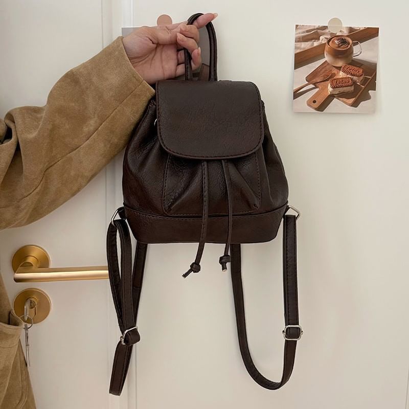 Leather Faux Flap Backpack