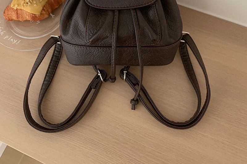 Leather Faux Flap Backpack
