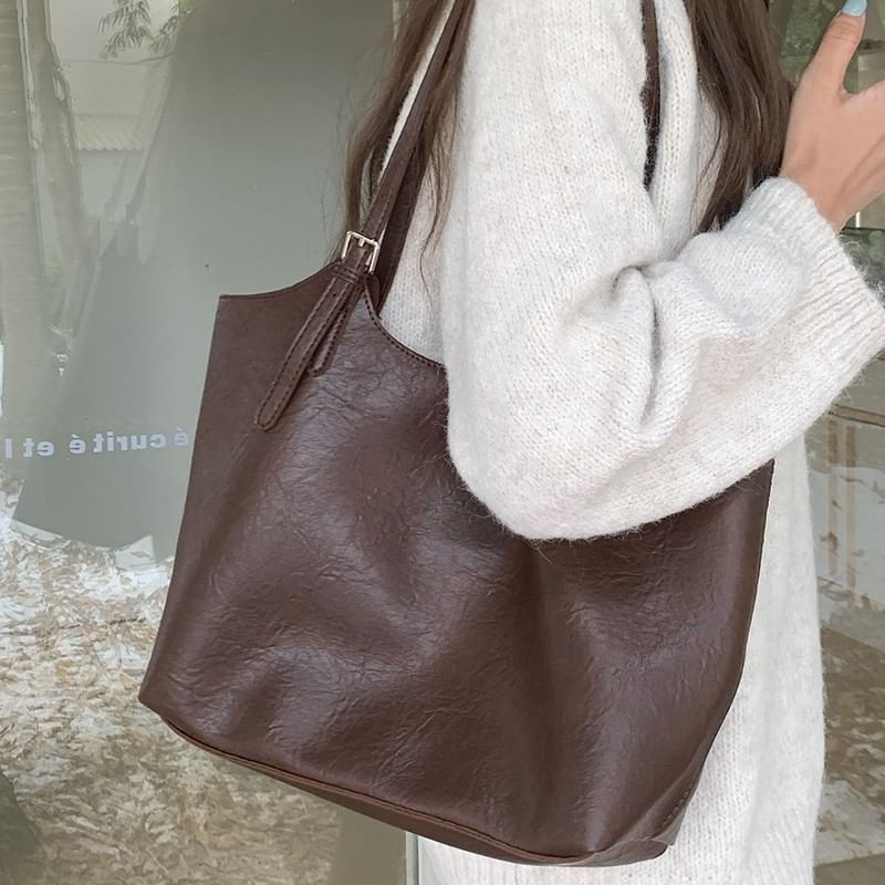 With Tote Faux Bag Leather Pouch