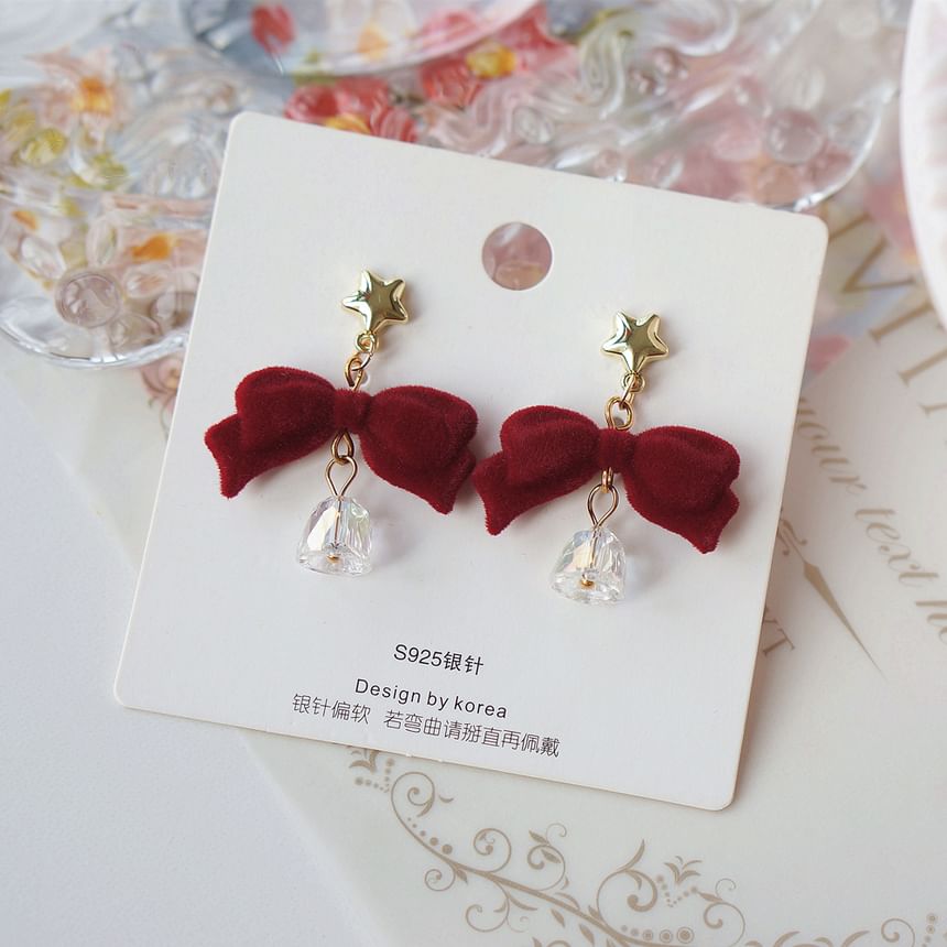 Alloy Flocking Bow Earring Bell Dangle