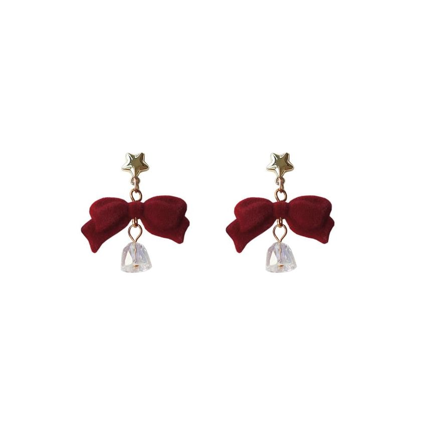 Alloy Flocking Bow Earring Bell Dangle