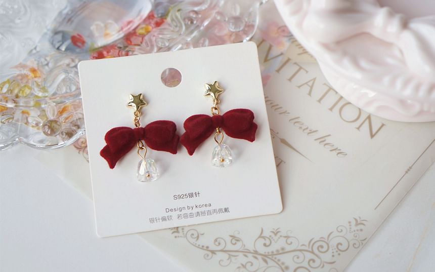 Alloy Flocking Bow Earring Bell Dangle