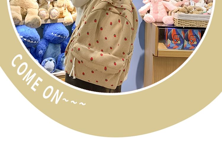 Strawberry Multi-Pocket Print Backpack